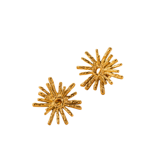 18K gold vintage luxury sunflower design earrings