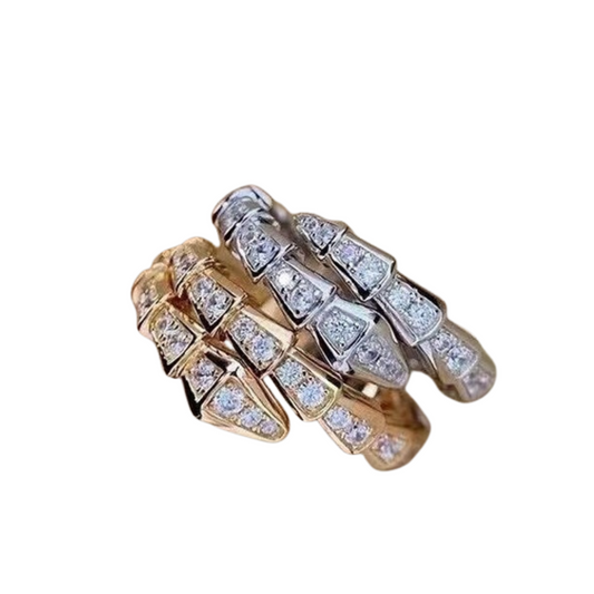 18K gold snake-shaped inlaid gemstone design exquisite light luxury ring