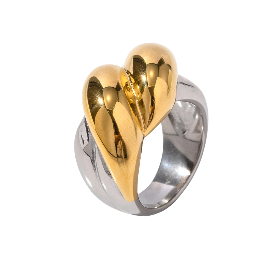 18K gold fashionable gold and silver color matching thread design ring