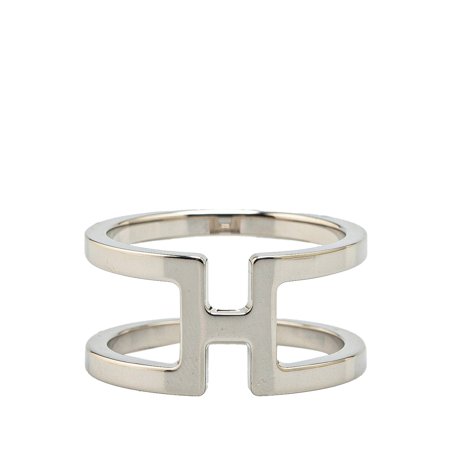 Hermès Palladium Plated H En Rond Scarf Ring