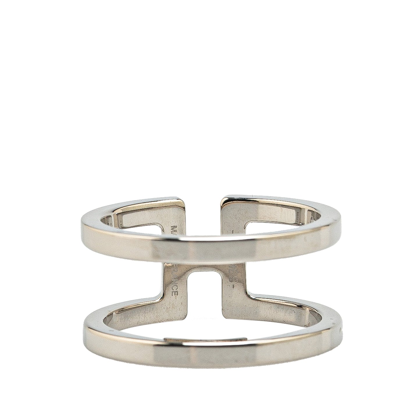 Hermès Palladium Plated H En Rond Scarf Ring