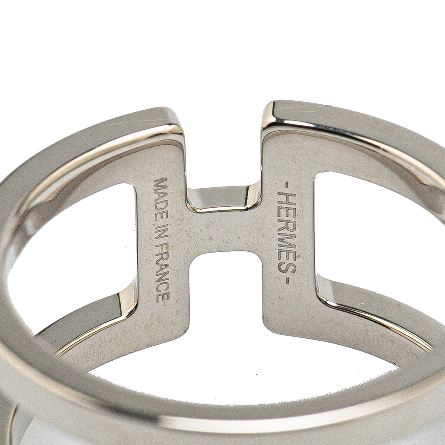 Hermès Palladium Plated H En Rond Scarf Ring