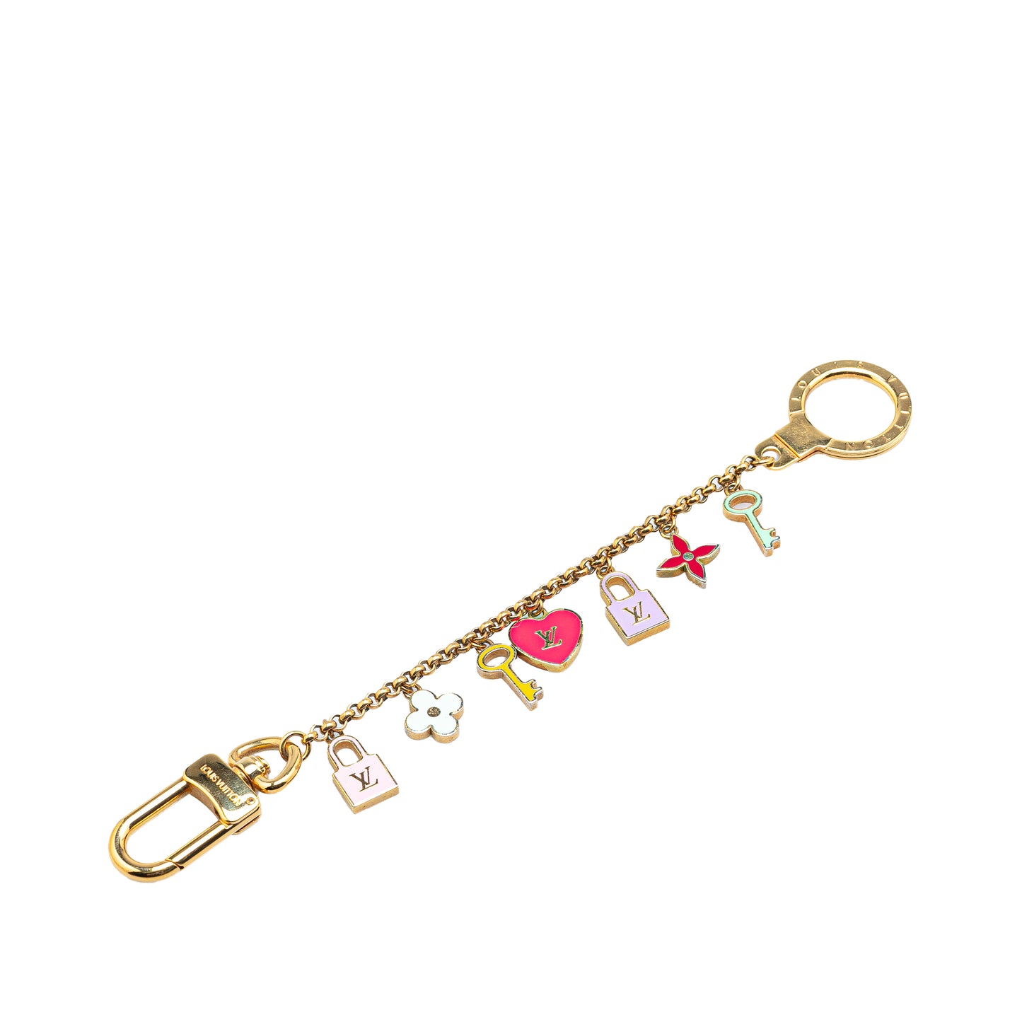Louis Vuitton Gold Plated Monogram Pretty Charms Key Chain Holder and Bag Charm