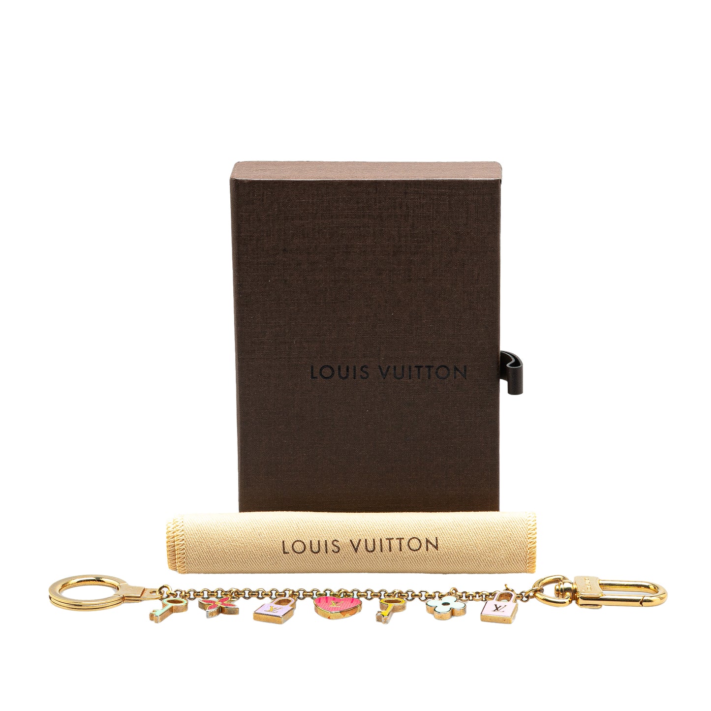 Louis Vuitton Gold Plated Monogram Pretty Charms Key Chain Holder and Bag Charm