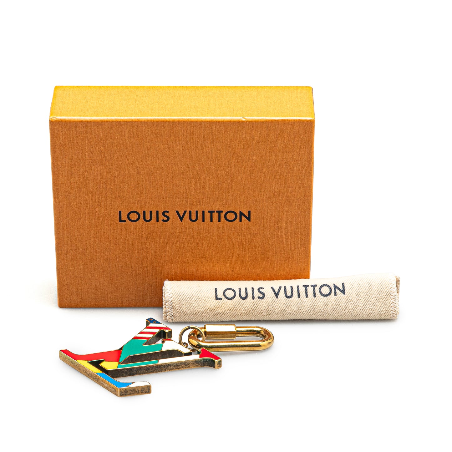 Louis Vuitton Gold Plated LV Flag Key Ring and Bag Charm