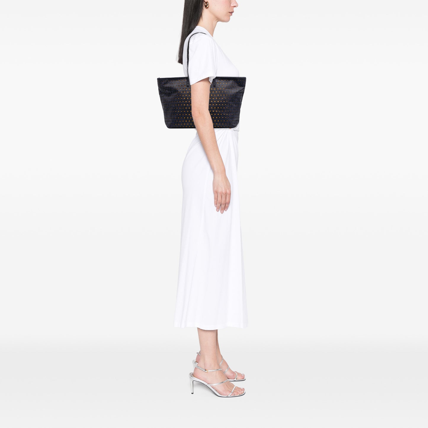 Fendi Medium Coated Canvas Laser Cut Star Roll Tote