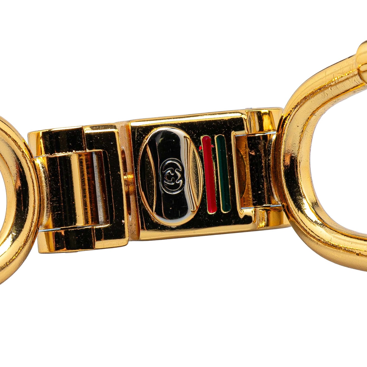 Gucci Gold Plated Interlocking G Web Key Chain