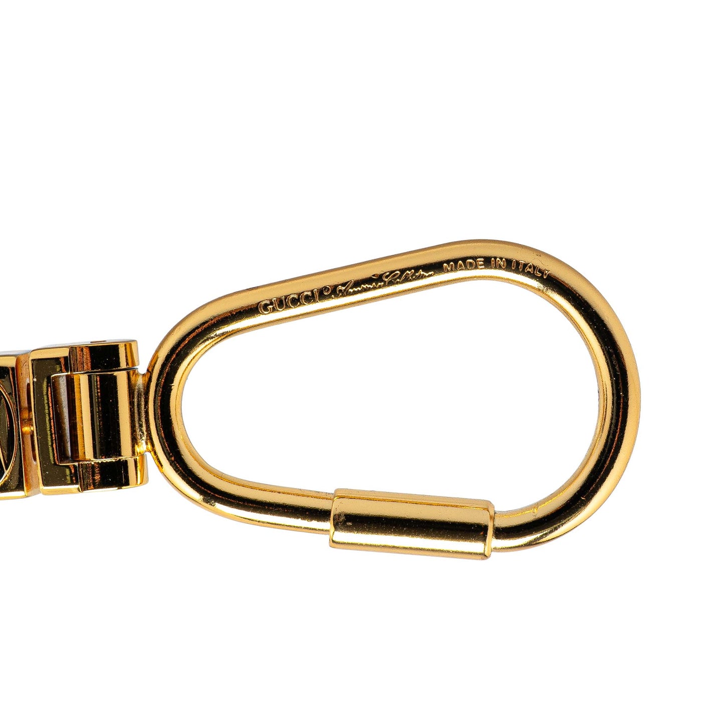 Gucci Gold Plated Interlocking G Web Key Chain
