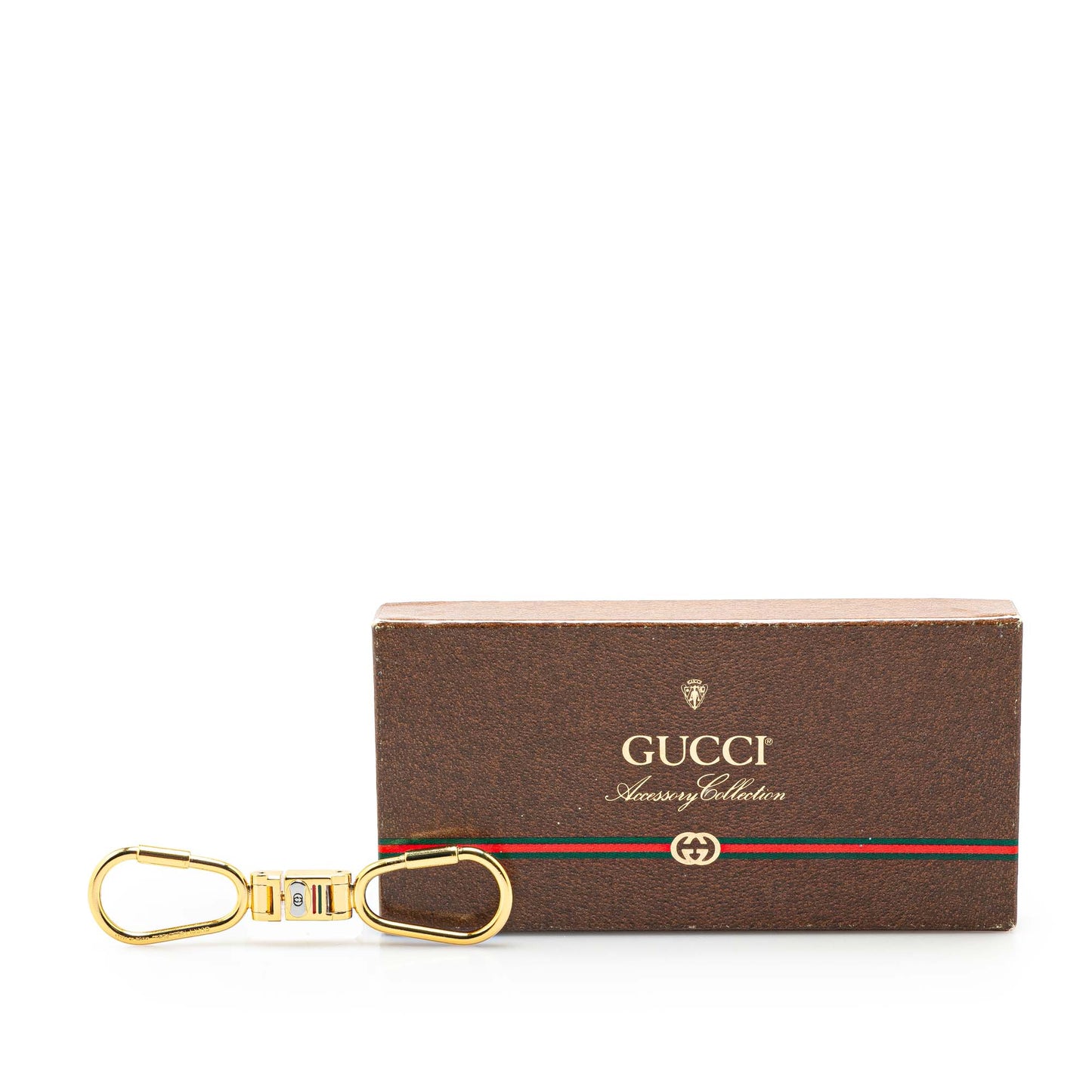 Gucci Gold Plated Interlocking G Web Key Chain