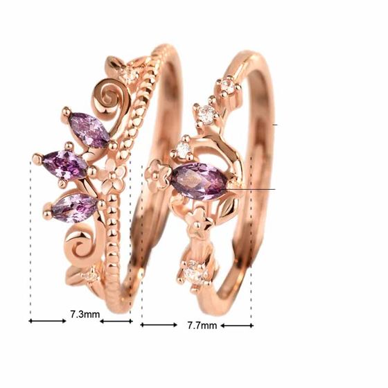 Elegant Purple CZ Crown 925 Sterling Silver Adjustable Ring