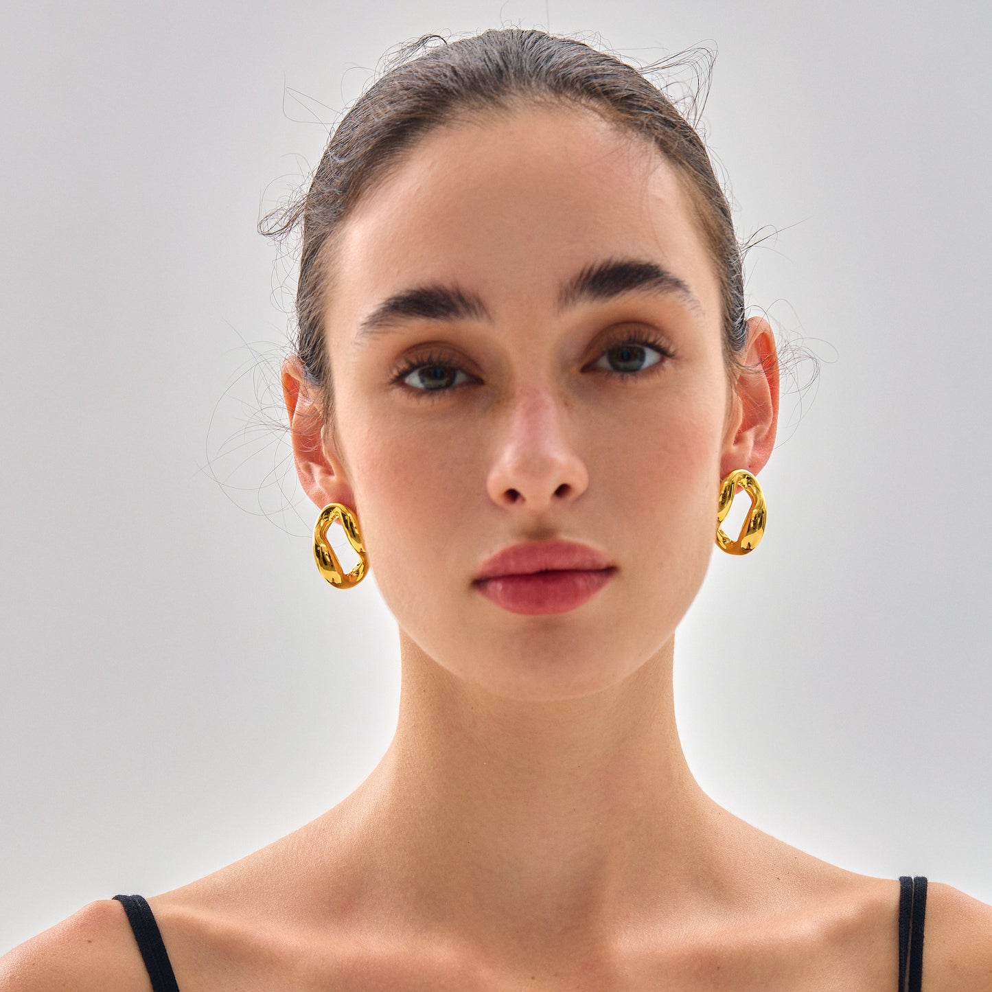 Women Fashion Jewelry Unique 999 Pure Silver Geometry Small Hollow Irregular Circle Electroforming Lightweight Stud Earrings (Pre-Sale)