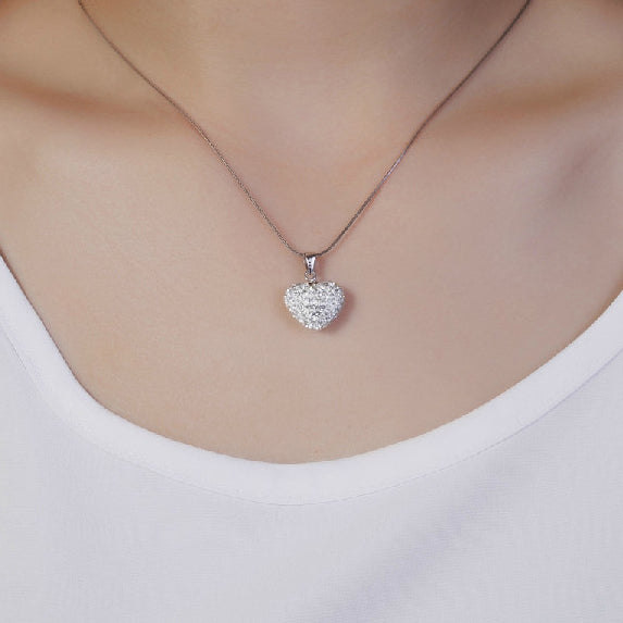 Heart White CZ 925 Sterling Silver True Love Pendant Women