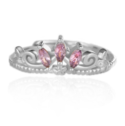 Elegant Purple CZ Crown 925 Sterling Silver Adjustable Ring