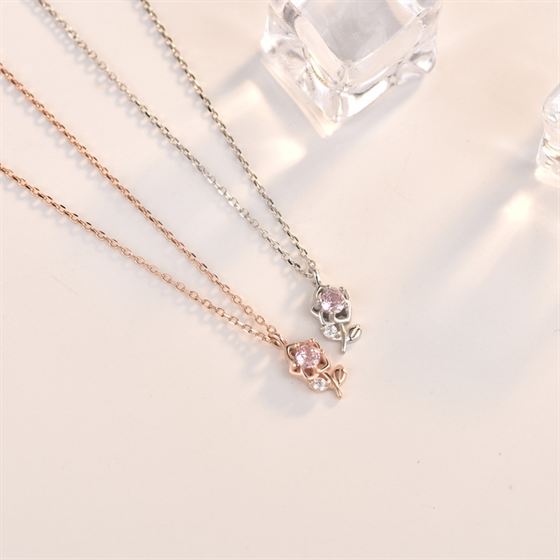 Beautiful CZ Flower 925 Sterling Silver Necklace