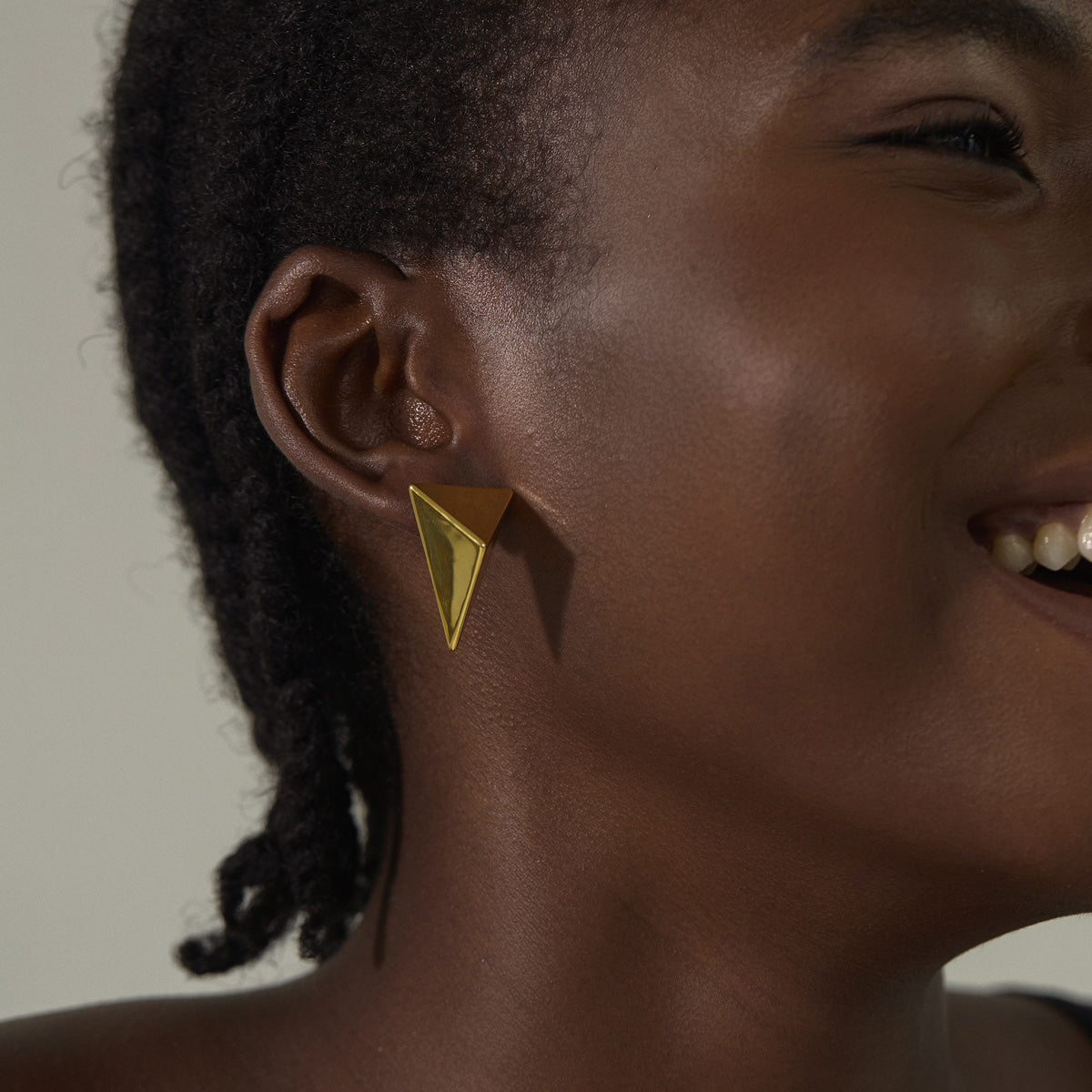 Women Daily Wear Bold 999 Pure Silver Large Hollow Geometry Triangular Cone Shape Electroforming Chunky Statement Earrings
