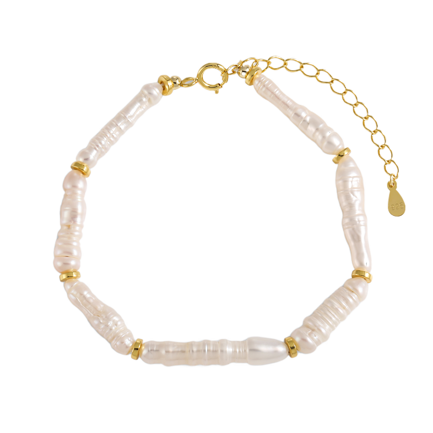 Women Fashion Jewelry Sophisticated 925 Sterling Silver Elegant Natural Long Stick Pearls Bracelet