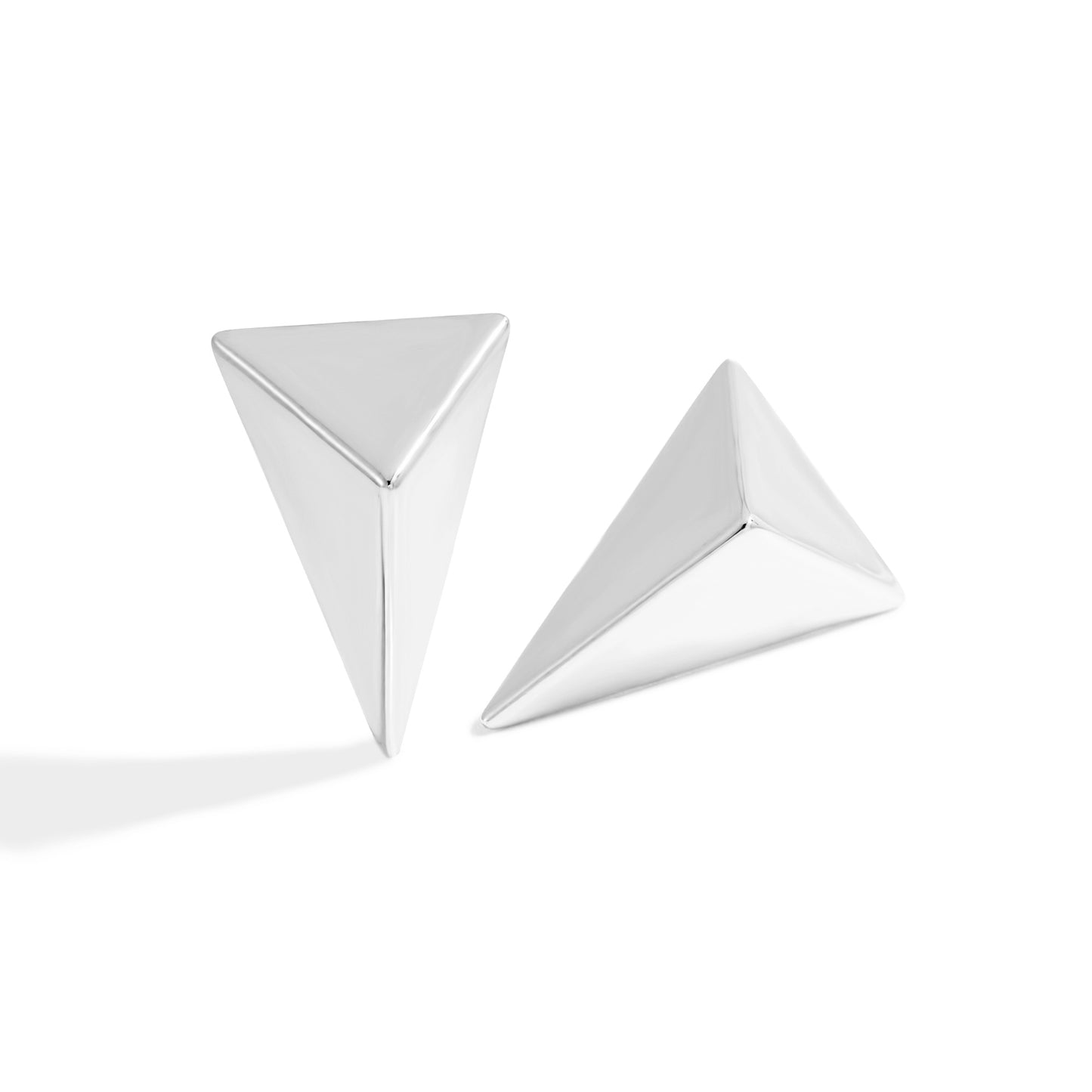 Women Daily Wear Bold 999 Pure Silver Large Hollow Geometry Triangular Cone Shape Electroforming Chunky Statement Earrings