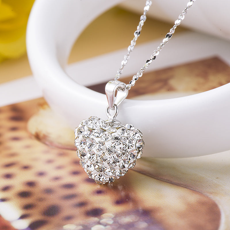 Heart White CZ 925 Sterling Silver True Love Pendant Women