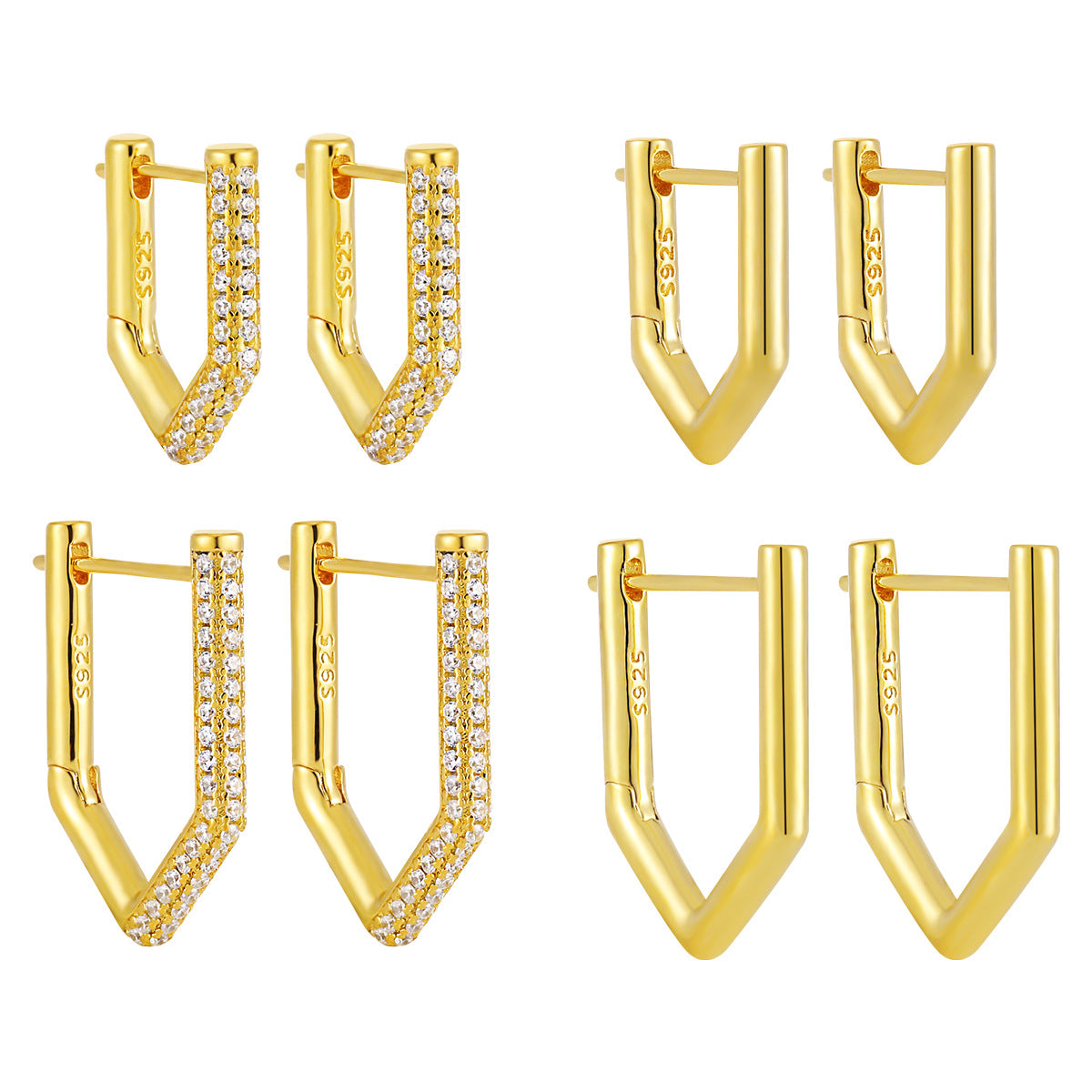 Office CZ Geometry Pentagon 925 Sterling Silver Hoop Earrings