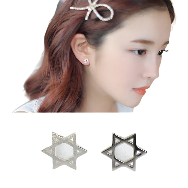 Fashion Hexagon Star 925 Sterling Silver Studs Earrings