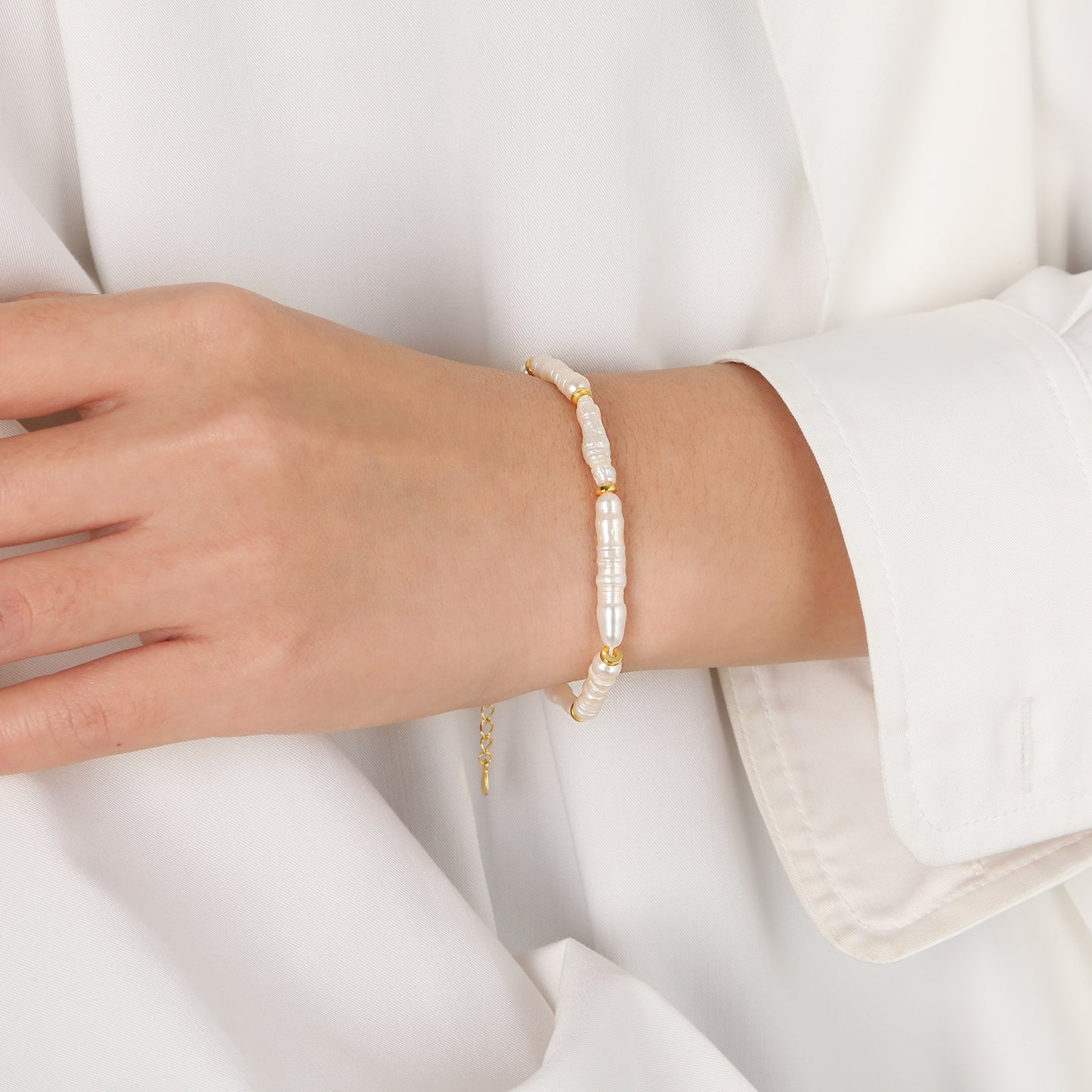 Women Fashion Jewelry Sophisticated 925 Sterling Silver Elegant Natural Long Stick Pearls Bracelet