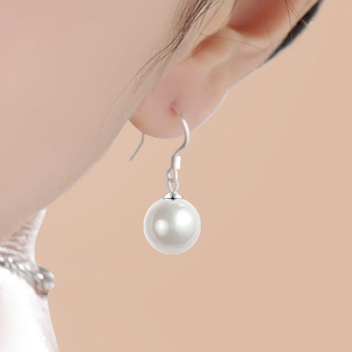 Simple Elegant Big Shell Pearl Women 925 Sterling Sliver Earrings