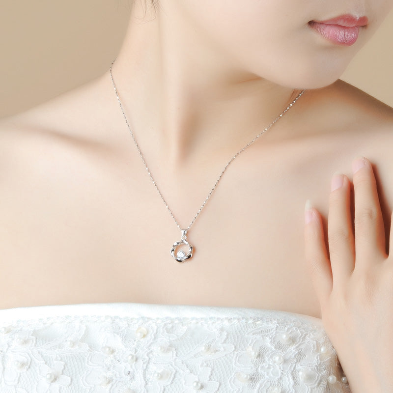Circular Wave Twisted White/Purple CZ 925 Sterling Silver Pendant Women