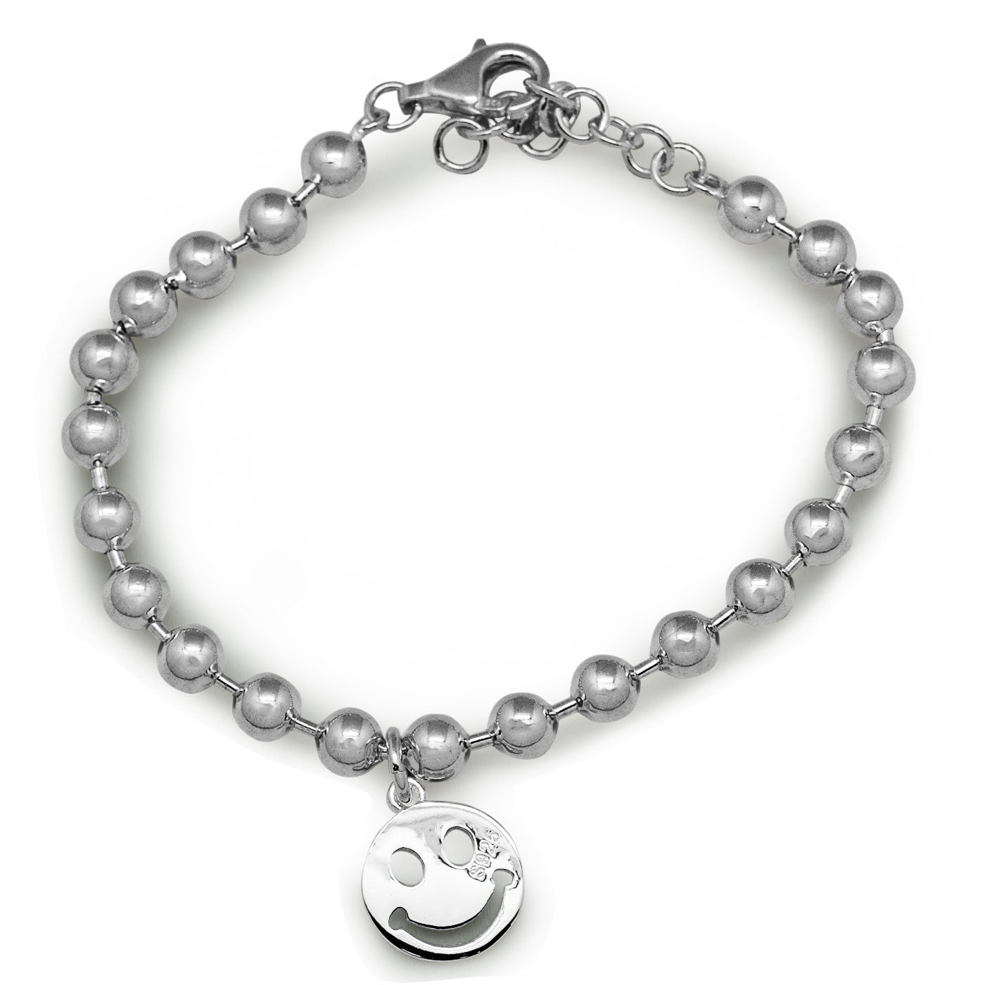 Emoji Smile Face Bead 925 Sterling Silver Bracelet