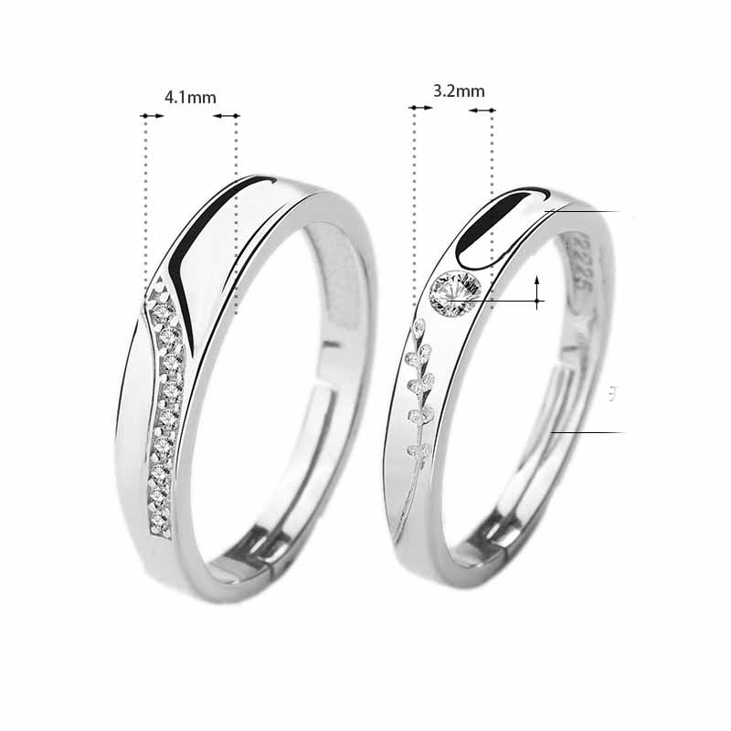 Classic CZ Leavess 925 Sterling Silver Adjustable Promise Ring