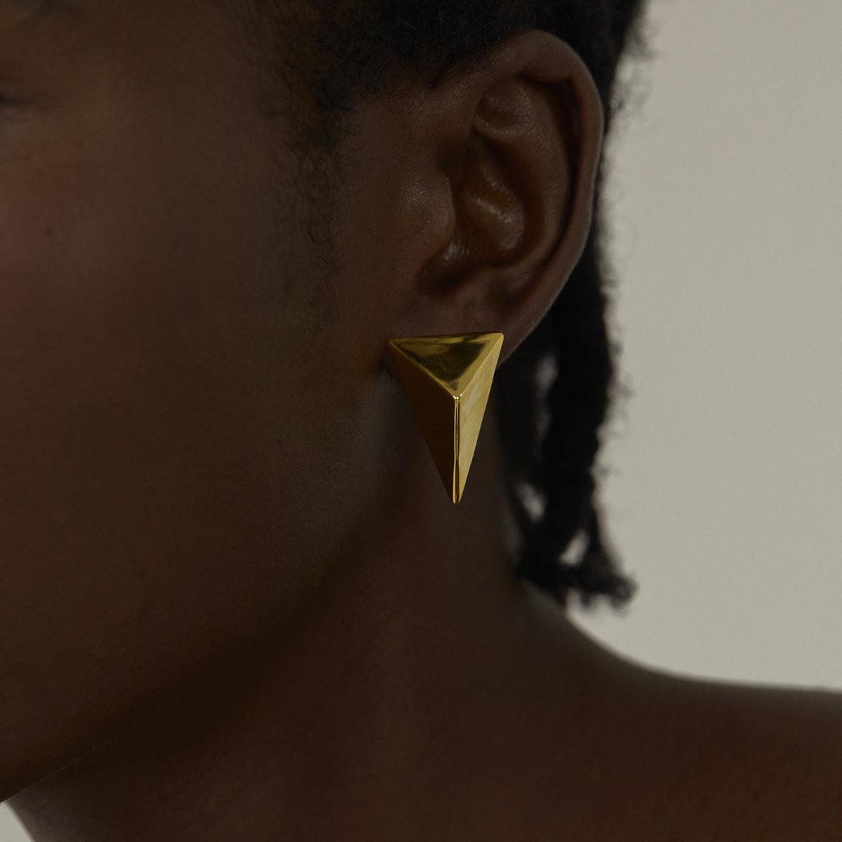 Women Daily Wear Bold 999 Pure Silver Large Hollow Geometry Triangular Cone Shape Electroforming Chunky Statement Earrings