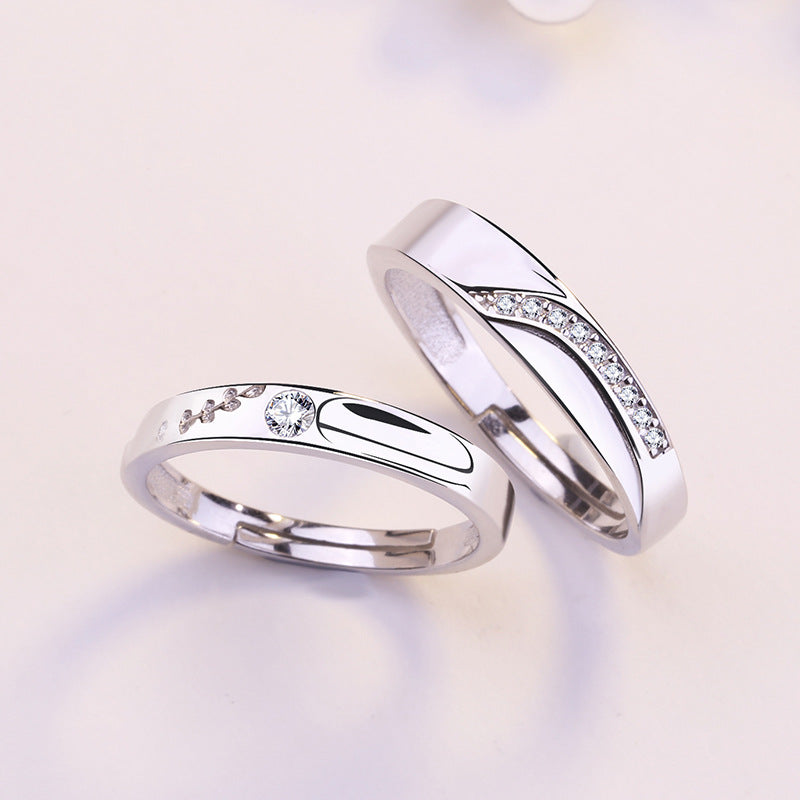Classic CZ Leavess 925 Sterling Silver Adjustable Promise Ring
