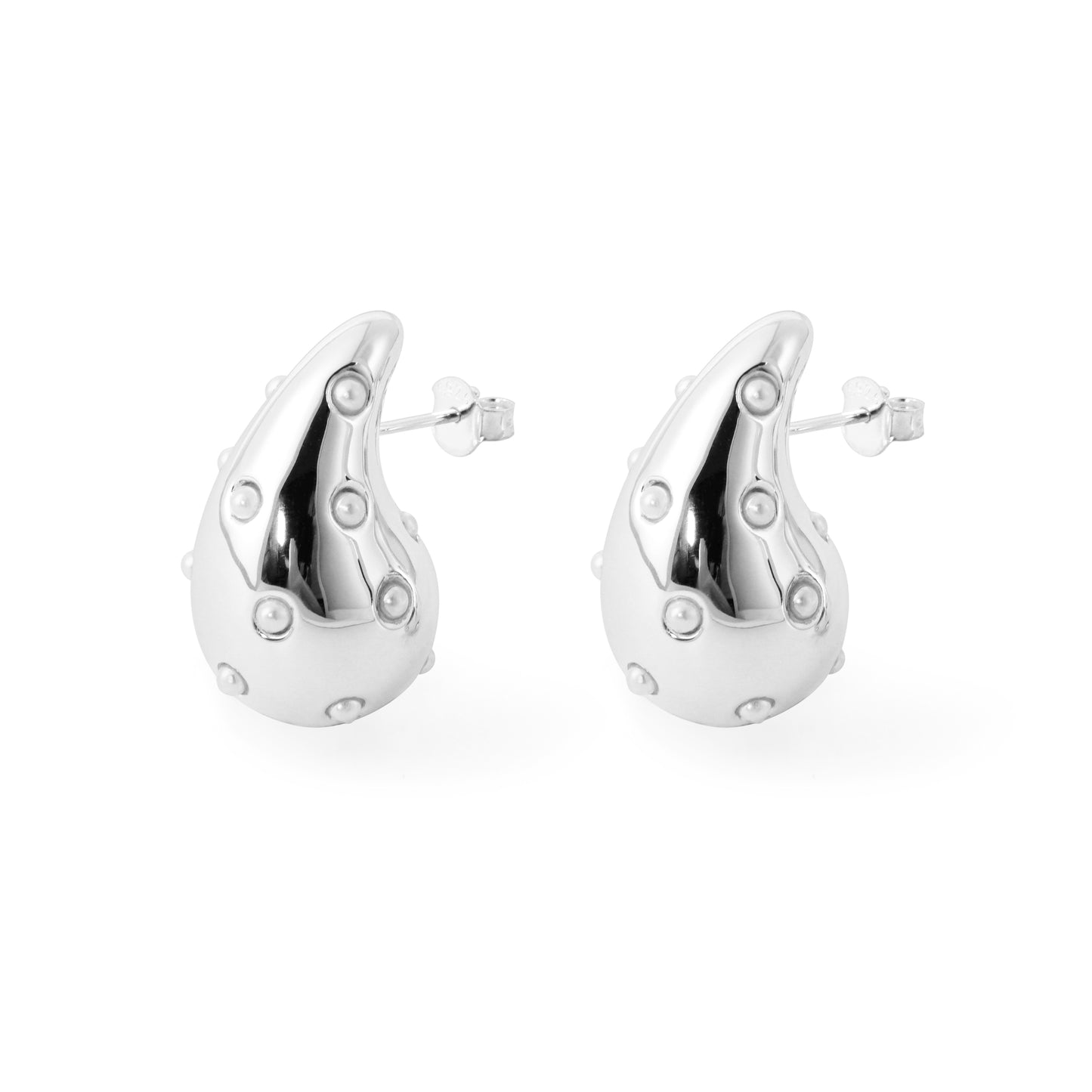 Women Mini Shell Pearls Waterdrop 925 Sterling Silver Electroforming Stud Earrings