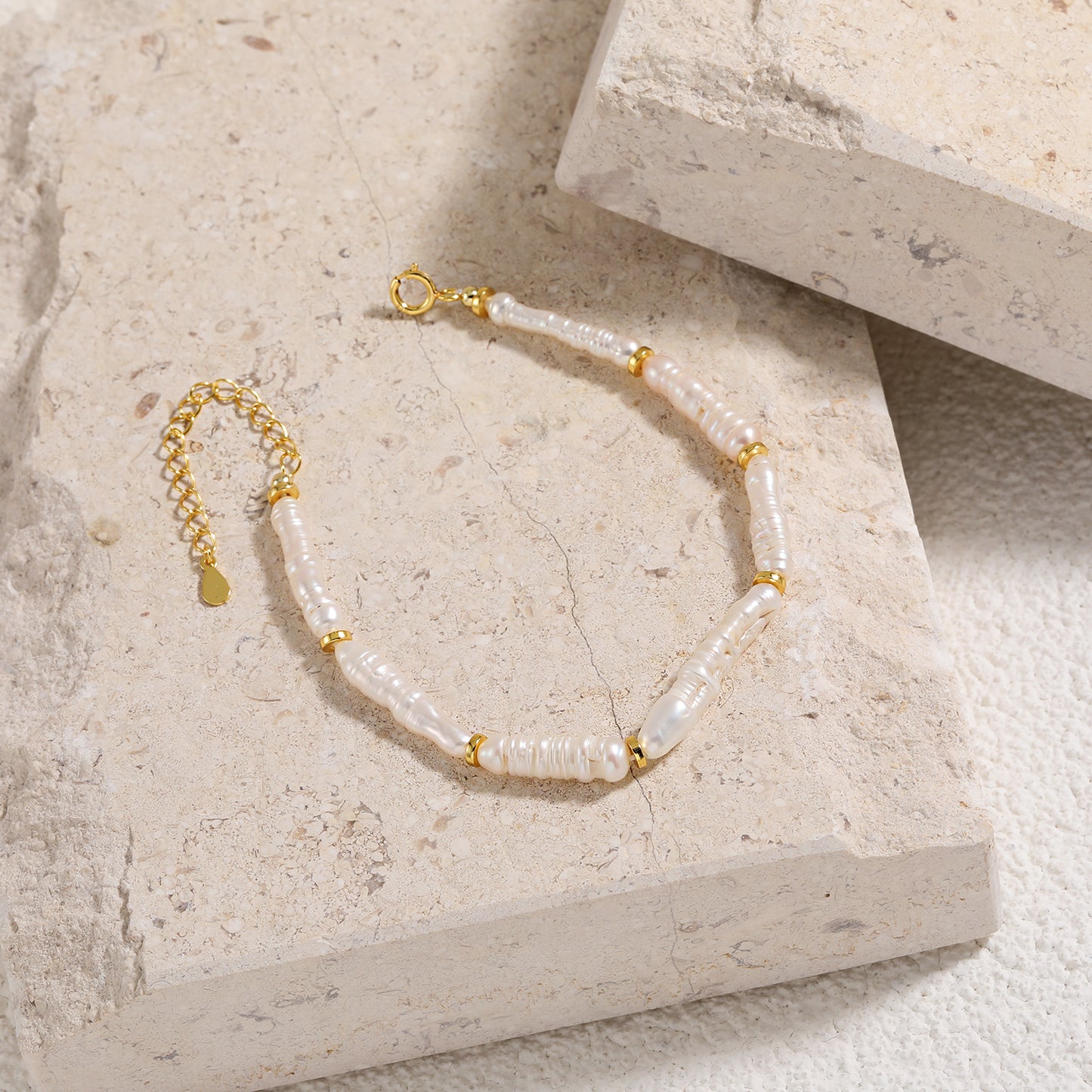 Women Fashion Jewelry Sophisticated 925 Sterling Silver Elegant Natural Long Stick Pearls Bracelet