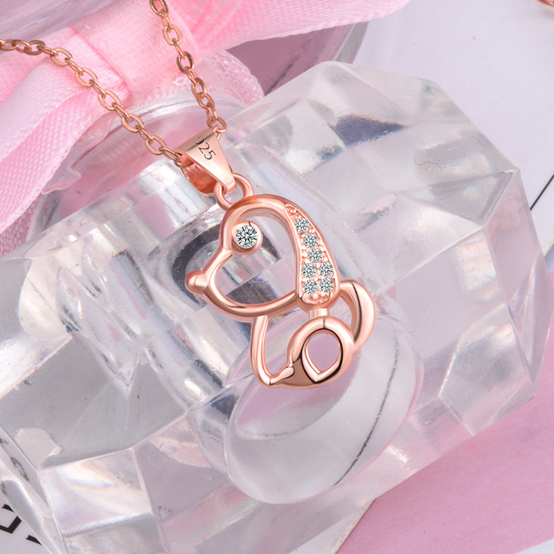 Cute Dog Solid 925 Sterling Sliver Pendant