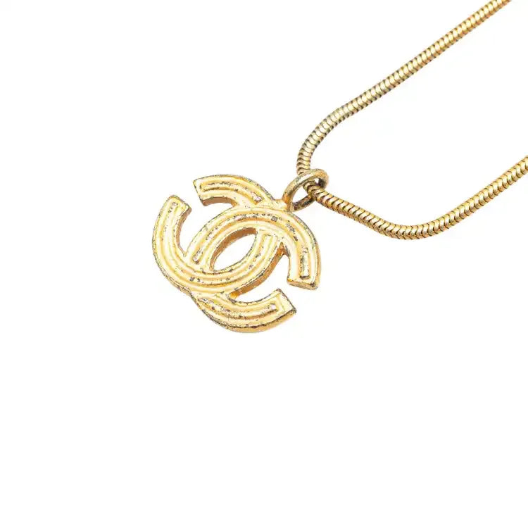 Chanel Gold Plated CC Pendant Necklace