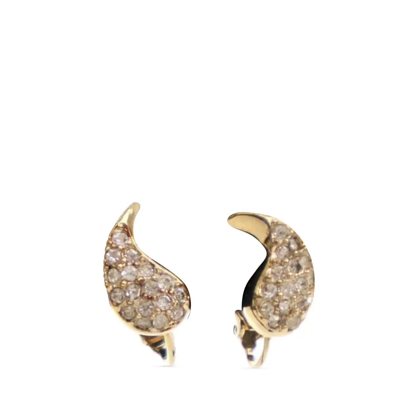 Dior Gold Plated Rhinestone Clip On Earrings