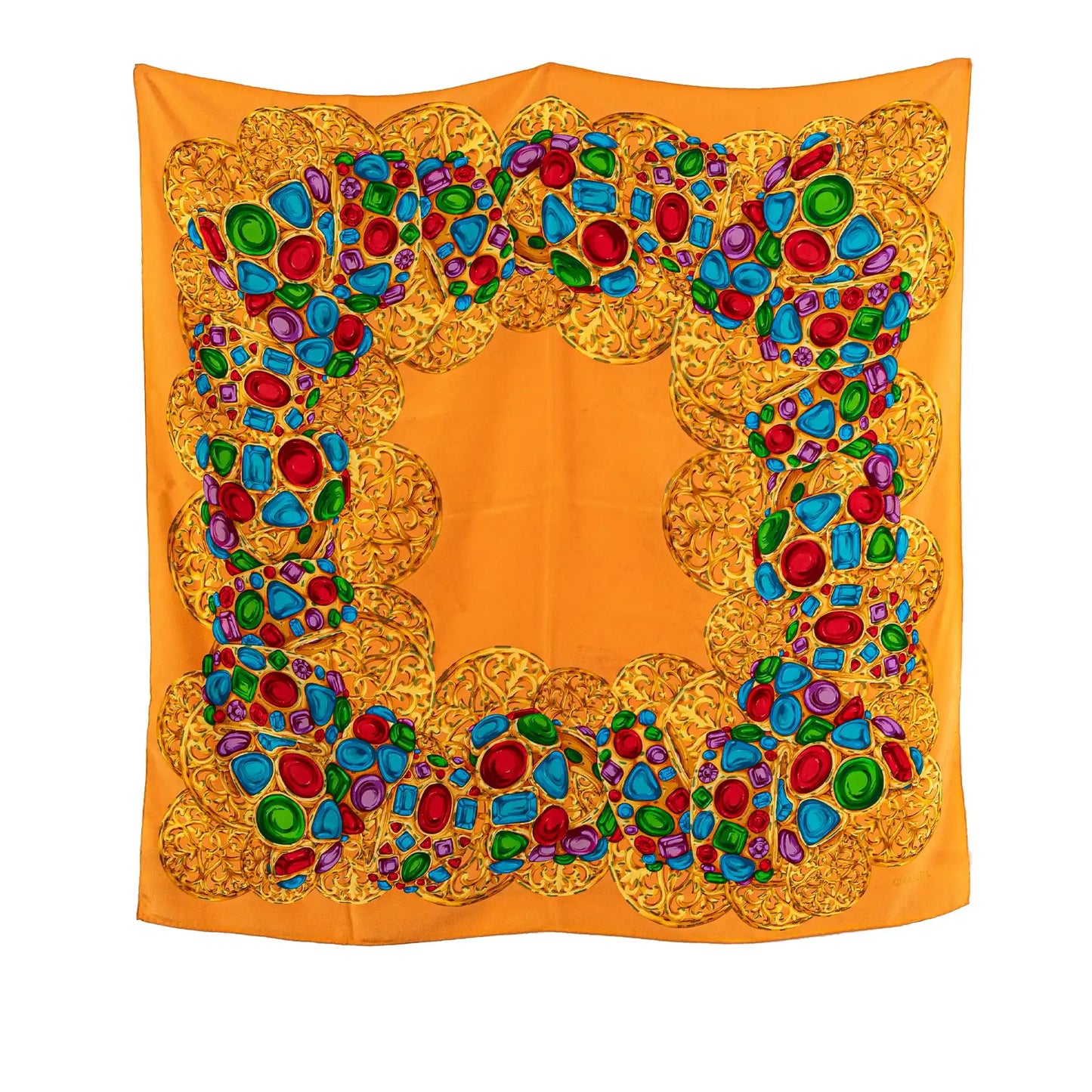 Chanel Gripoix Buttons Silk Scarf