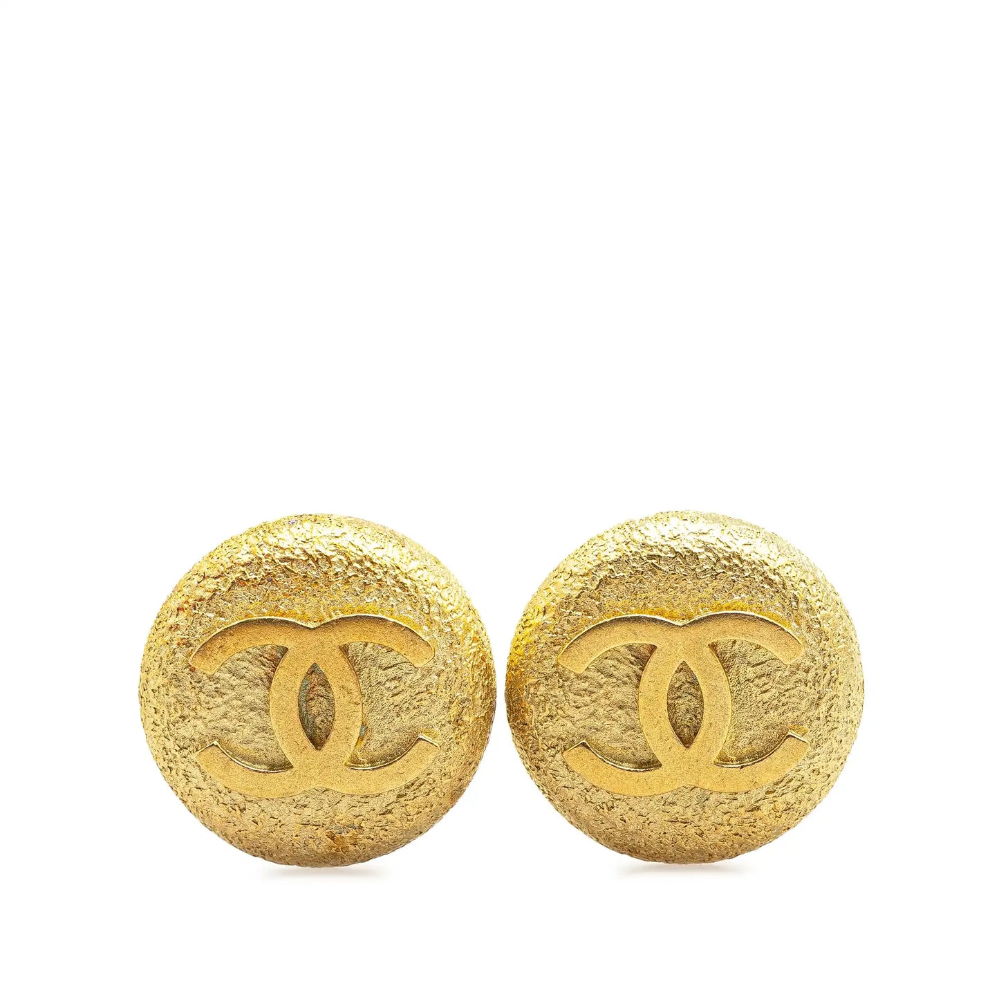 Chanel Gold Plated CC Round Clip On Earrings
