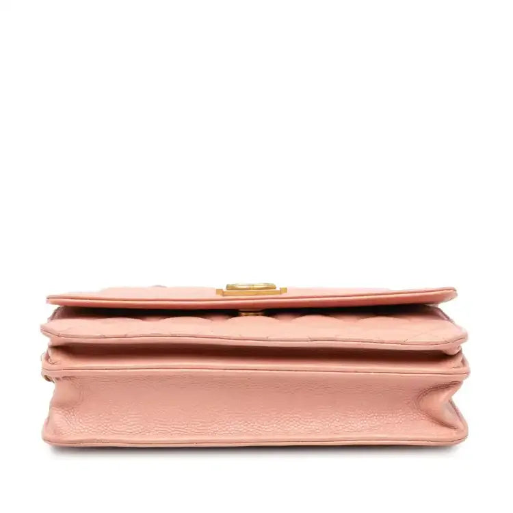 Chanel Quilted Caviar Square Boy Wallet On Chain