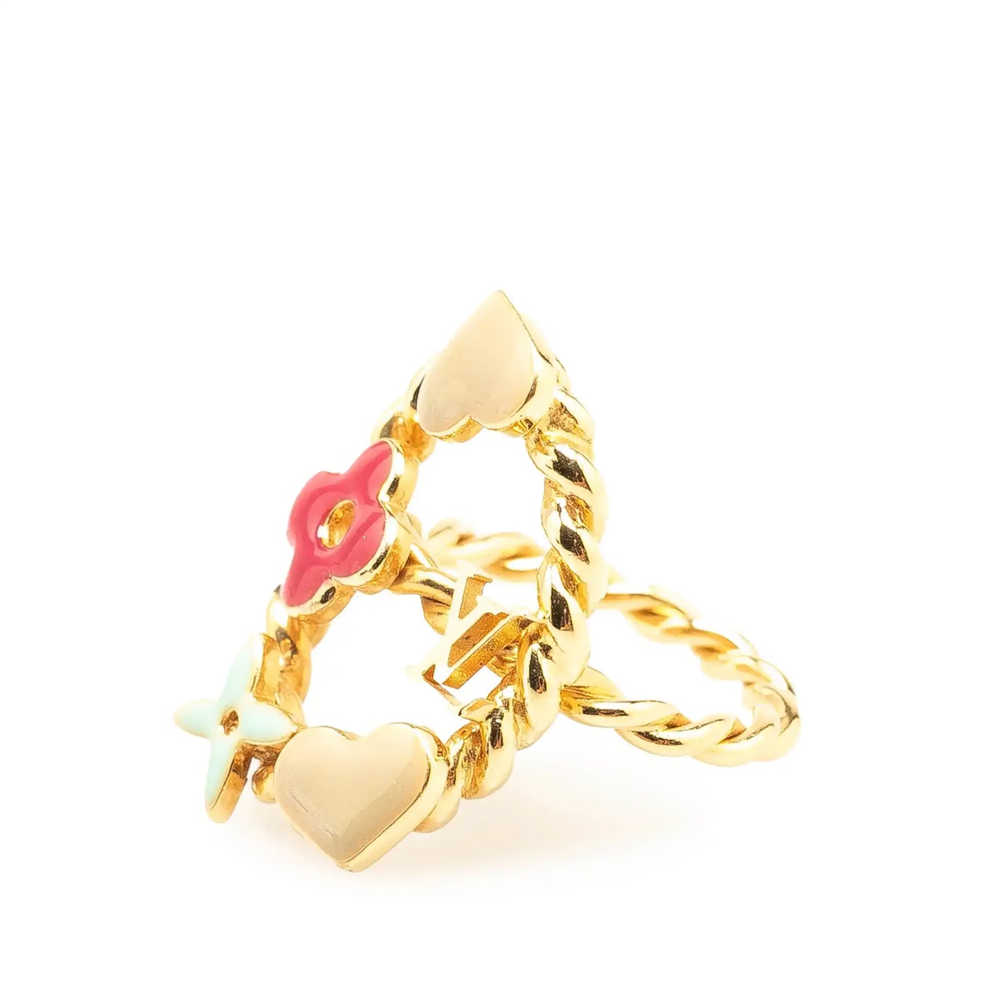 Louis Vuitton Gold Plated and Enamel Berg Sweet Monogram Ring