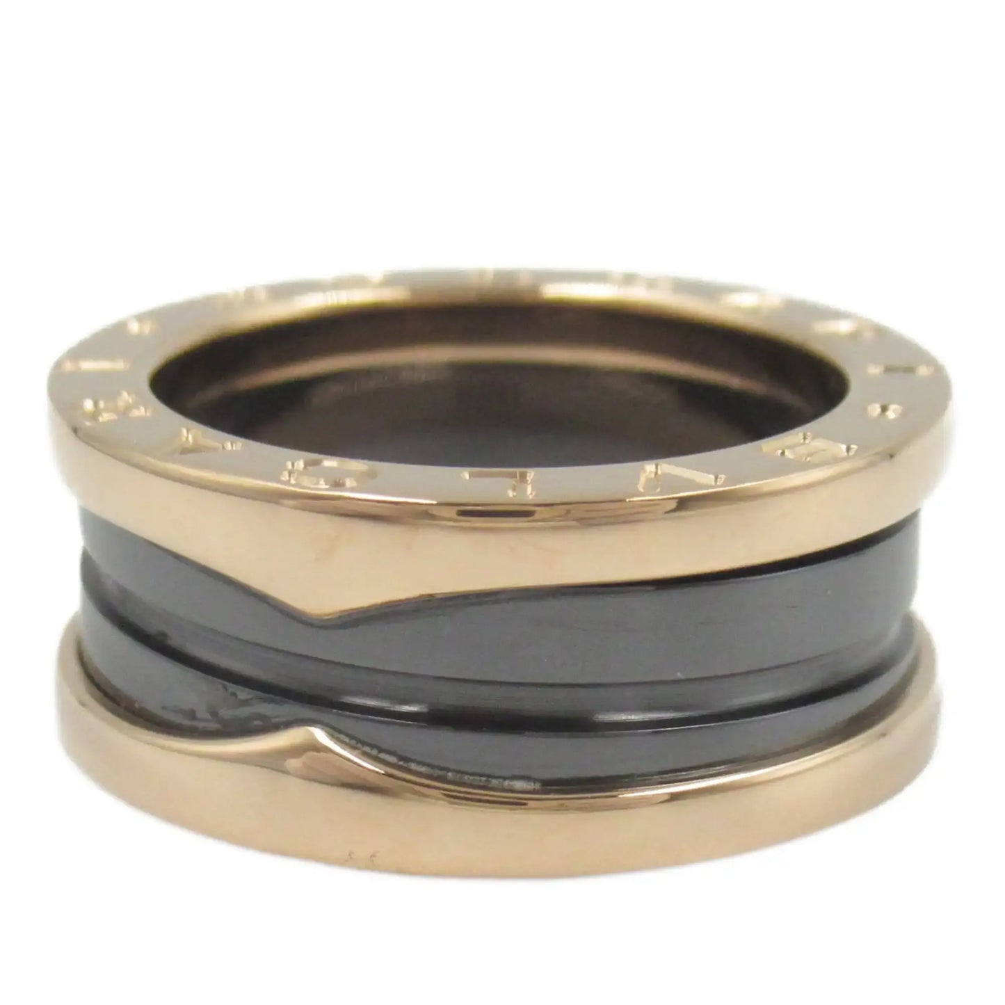 Bvlgari 18K Rose Gold and Ceramic B.Zero1 Two Band Ring