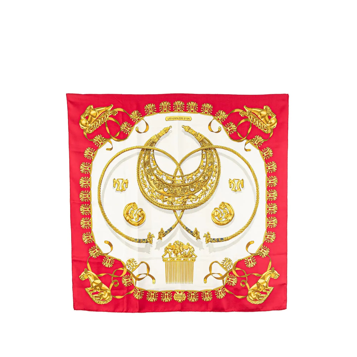 Hermès Les Cavalier d Or Silk Scarf