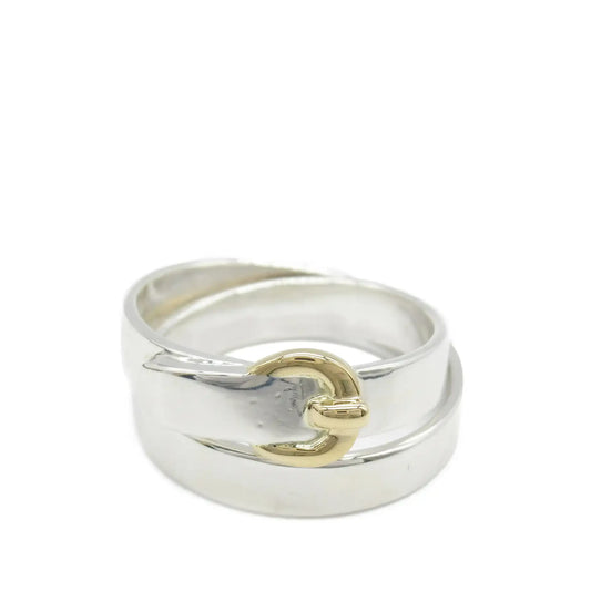 Hermès Sterling Silver and 18K Yellow Gold Double Tour Buckle Ring