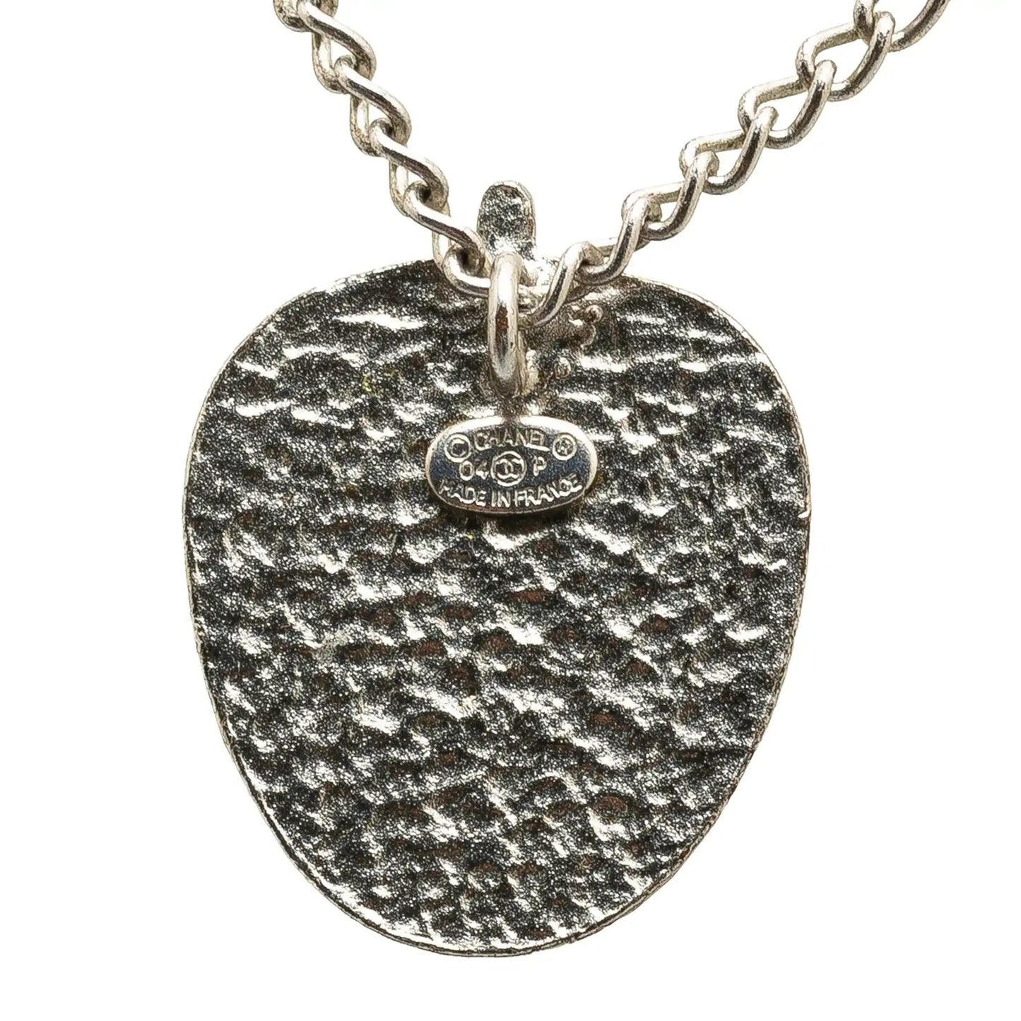 Chanel Silver Plated Enamel CC Strawberry Charm Pendant Necklace