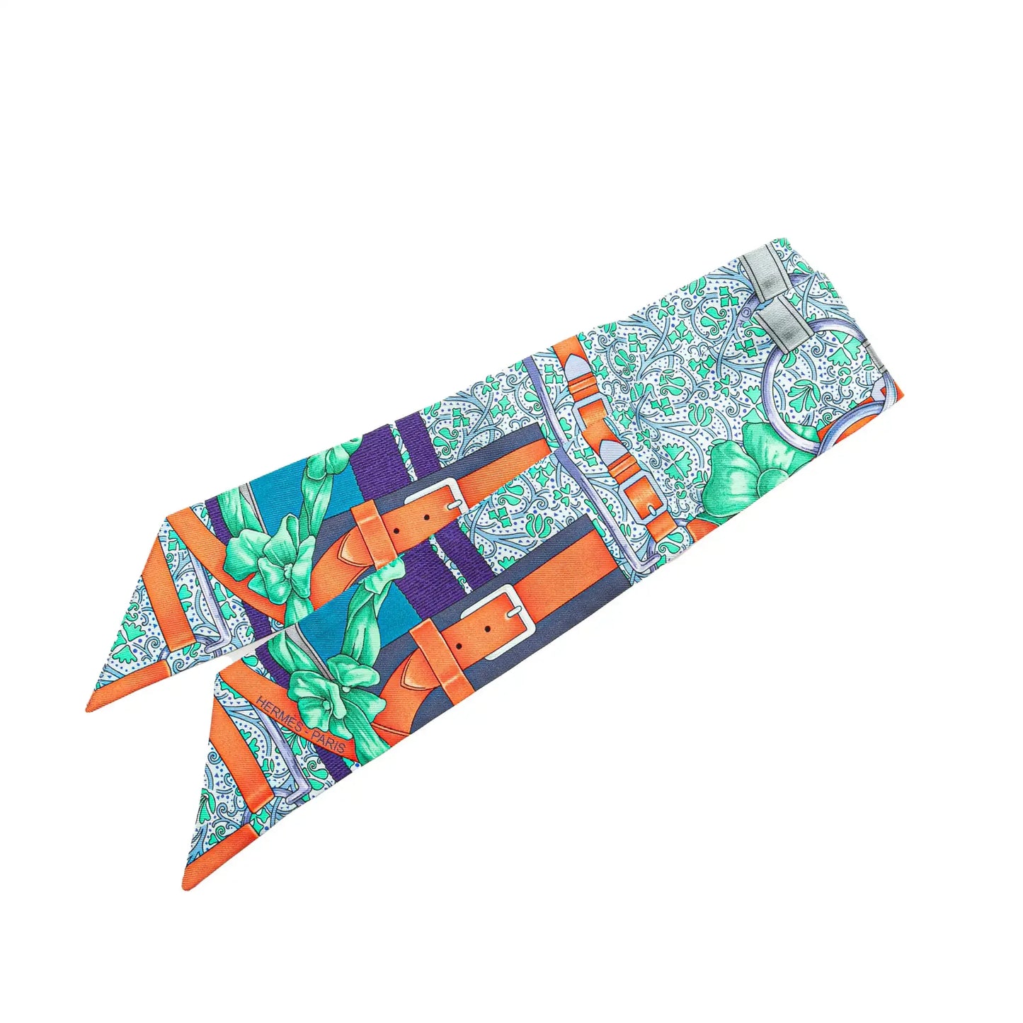 Hermès Grand Manege Fleuri Silk Twilly Scarf