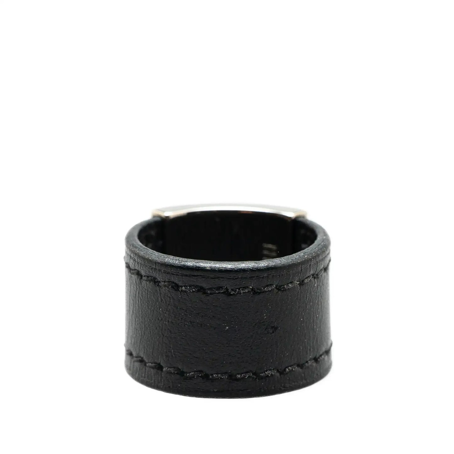 Hermès Leather and Palladium Plated Lurie Ring