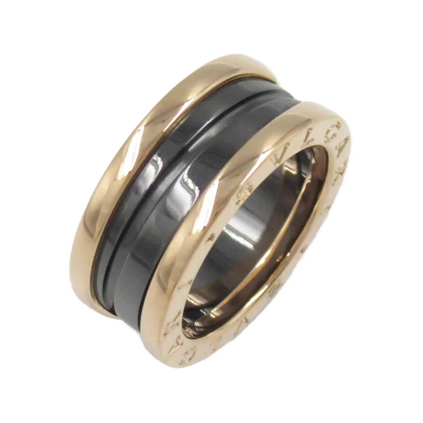 Bvlgari 18K Rose Gold and Ceramic B.Zero1 Two Band Ring