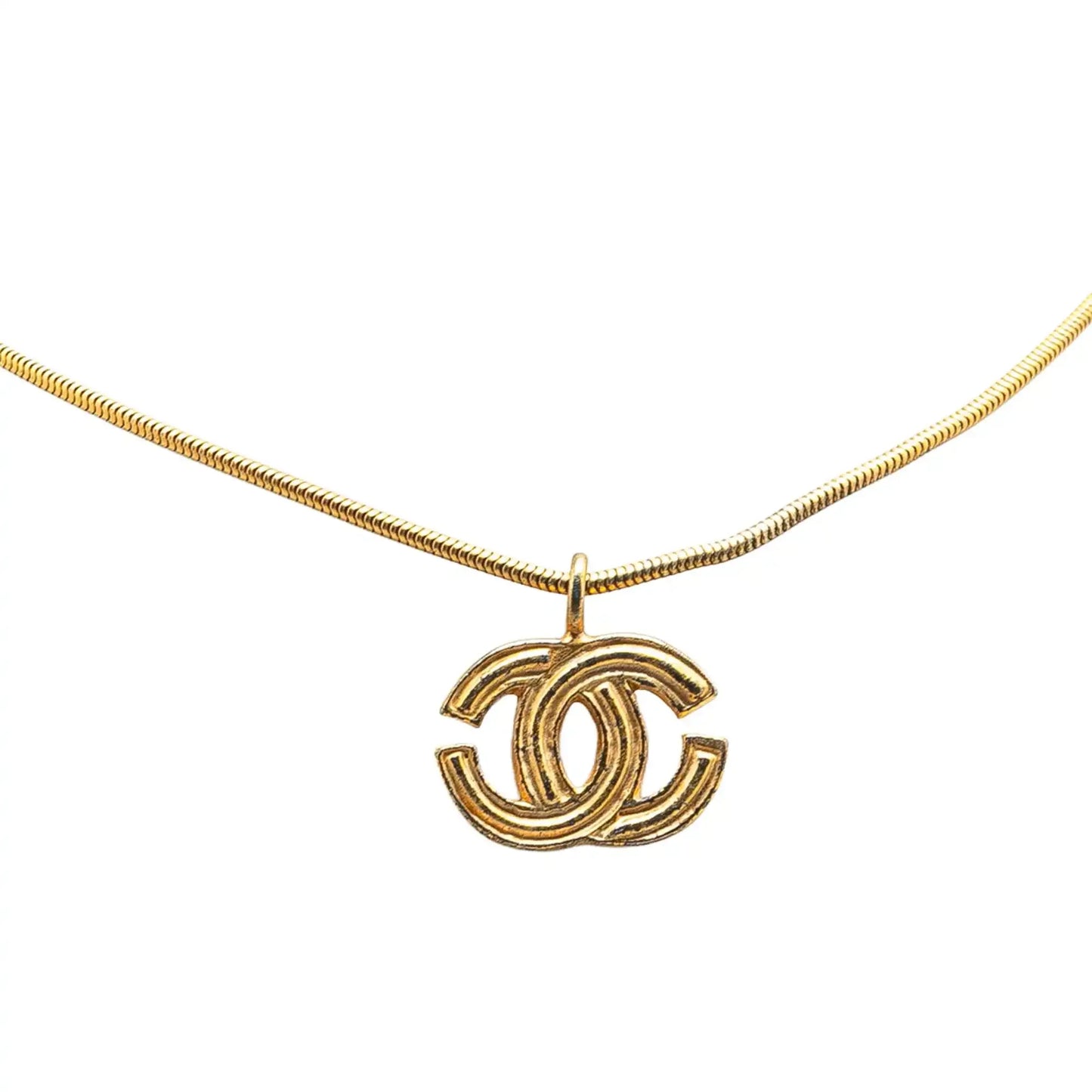 Chanel Gold Plated CC Pendant Necklace