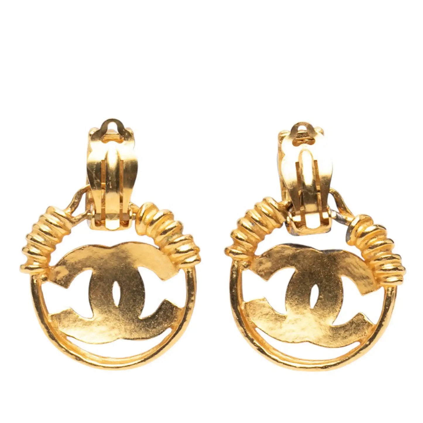 Chanel Gold Plated CC Swing Clip on Earrings