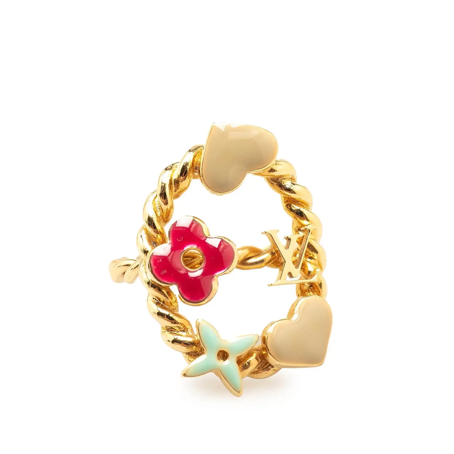 Louis Vuitton Gold Plated and Enamel Berg Sweet Monogram Ring